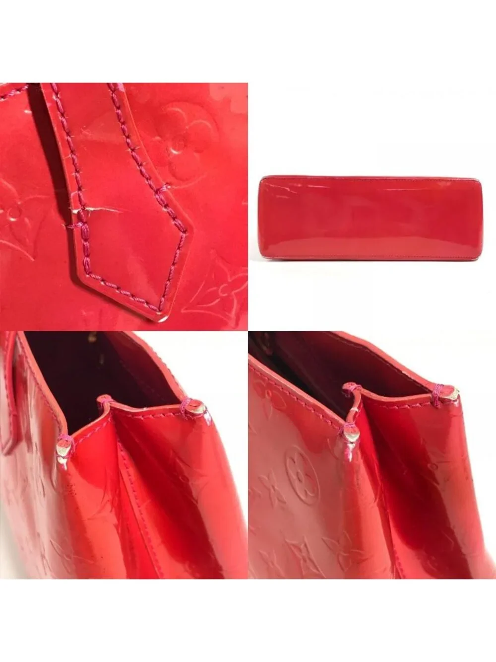 Louis Vuitton Handbag Wilshire Blue Bird Monogram Vernis Canvas Rose Pop Pink